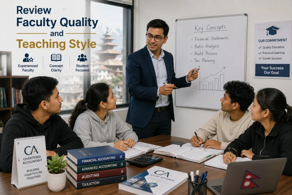 Nepali Chartered Accountancy students attending an interactive classroom session with an experienced faculty member at the best CA institute in Nepal.