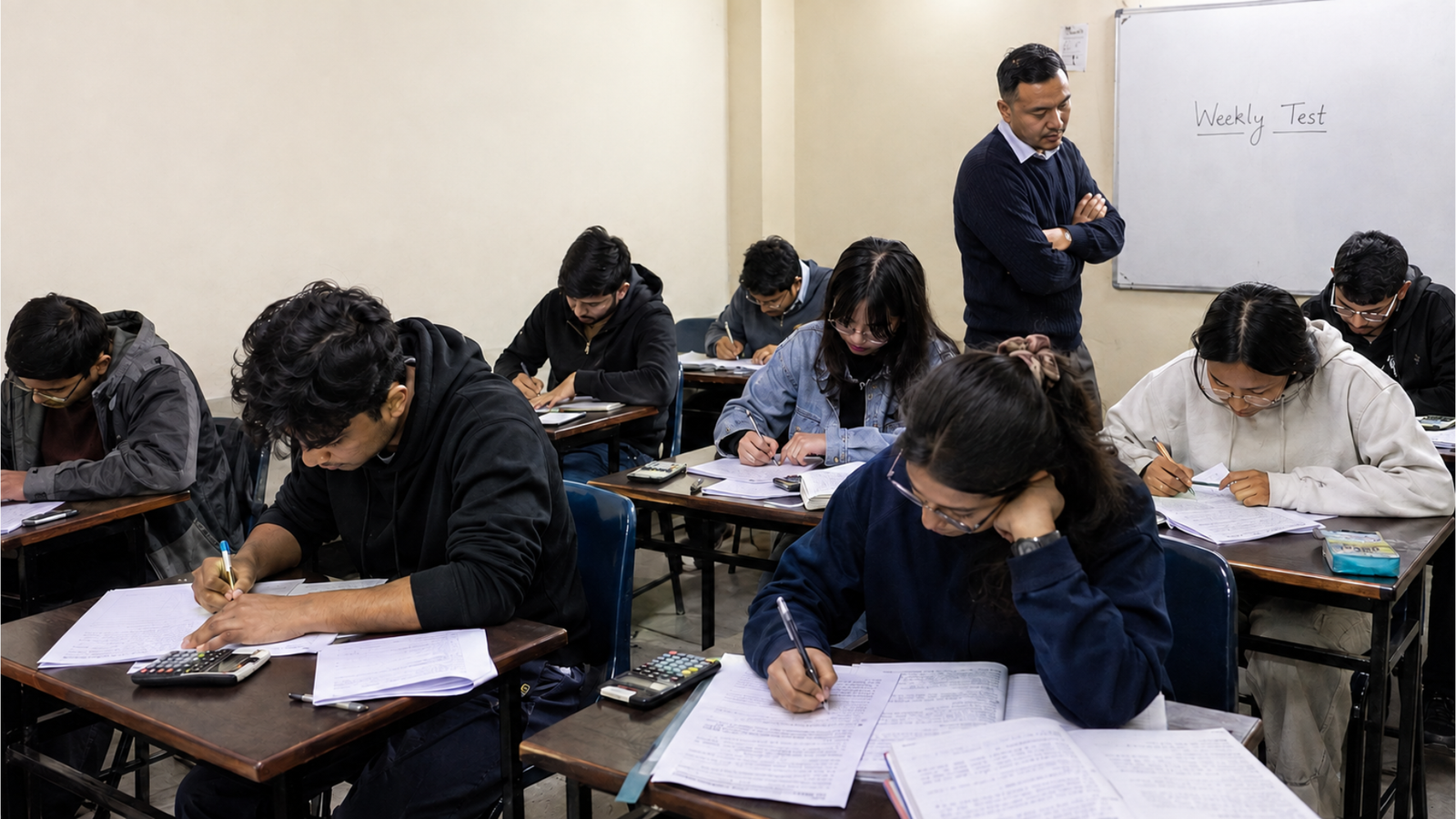 CA students taking a weekly test