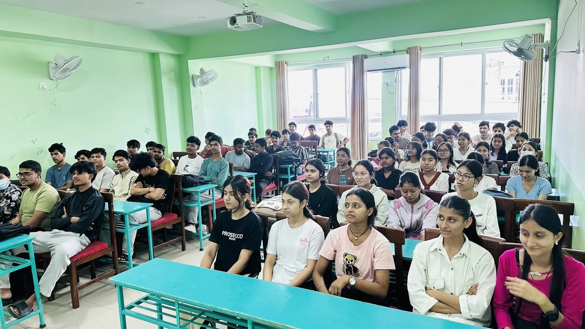 Students attending CA classes in Nepal after +2